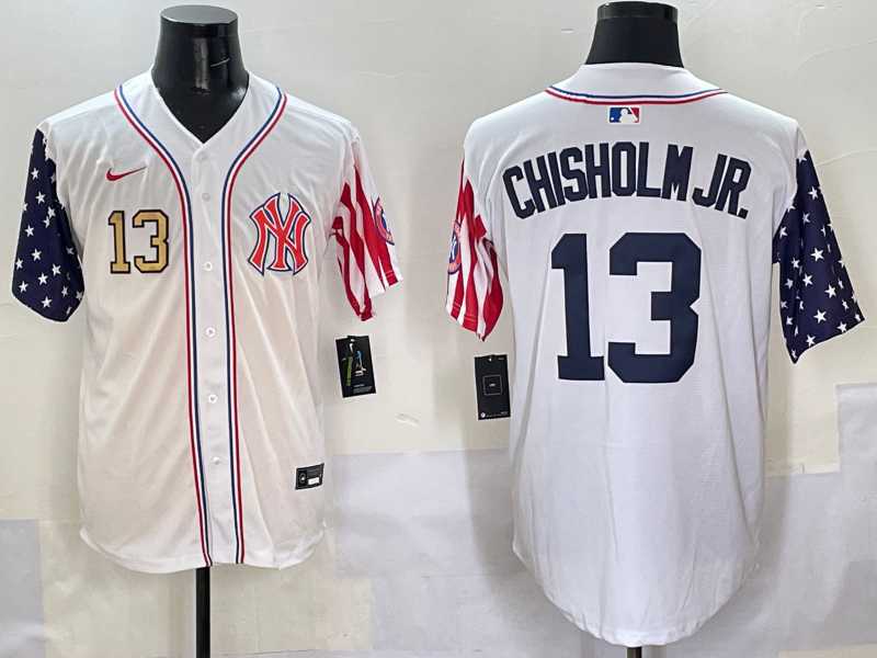 Men 2025  MLB New York Yankees #13 Chisholm Jr white jersey->new york yankees->MLB Jersey